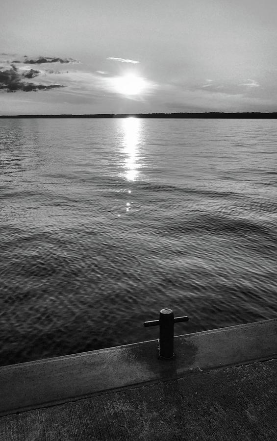 Sunset At The Dock BW  Photograph by Lyle Crump