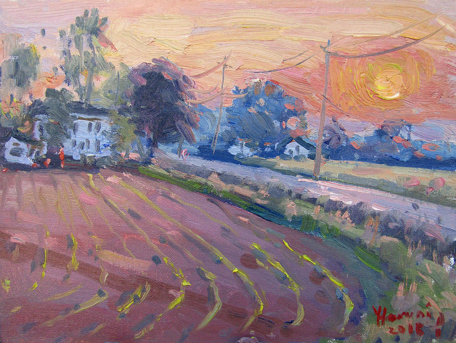 Sunset Painting - Sunset at the Farm by Ylli Haruni