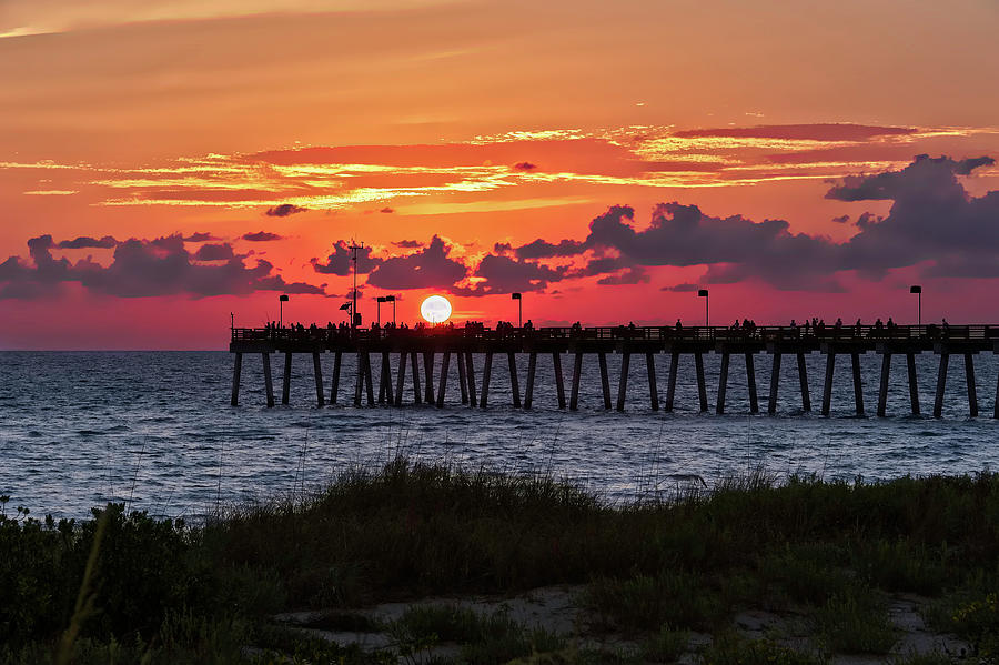 Sunset At The Fishing Pier   -   fishingpier121662 Photograph by Frank J Benz