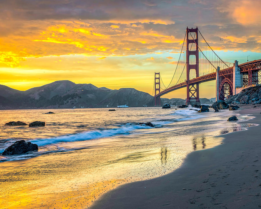 Golden Gate Bridge Photograph - Sunset at the Golden Gate Bridge by James Udall