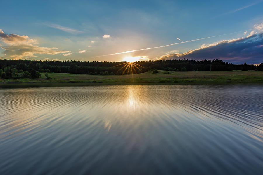 Sunset at the Mandelholz Dam, Harz Photograph by Andreas Levi