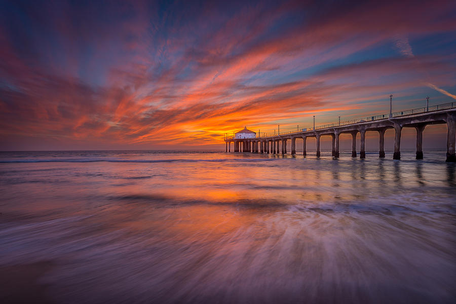 Sunset At The Manhattan Beach California Pier Photograph By Daniel ...