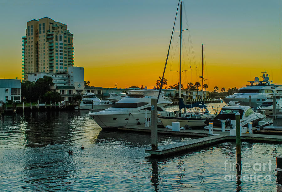 Sunset at the marina in Fort Lauderdale Photograph by Claudia M Photography