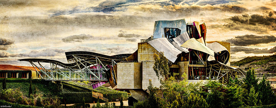 sunset at the marques de riscal Hotel - frank gehry - vintage version Photograph by Weston Westmoreland