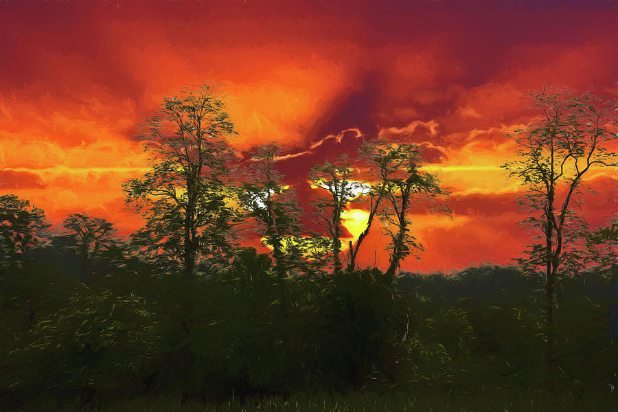 Sunset at the Meadows of Dan Digital Art by John Haldane
