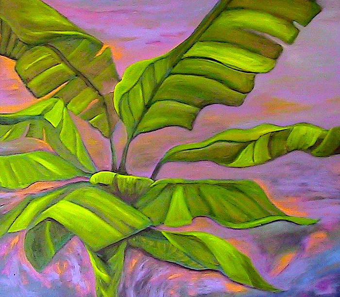 Banana Painting - Sunset at the Plantation by Ruth Kongaika Banana Painting - Sunset at the Plantation by Ruth Kongaika