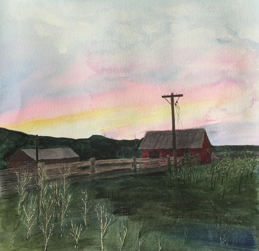 Sunset at the Ranch Painting by Bonnie Young