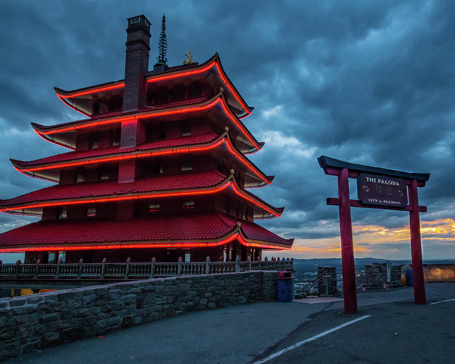 Sunset At The Reading Pagoda Photograph by Jim Cheney