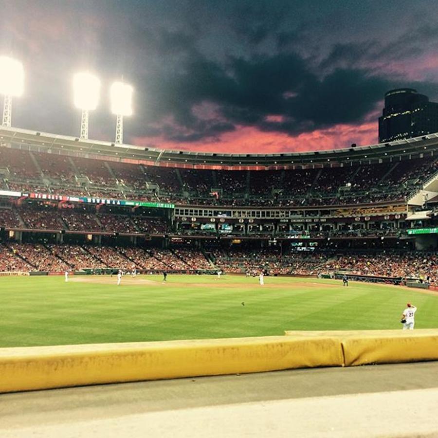 Cincinnati Reds Photograph - Sunset At A Reds Game by Erin Mintchell