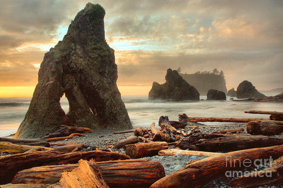 Sunset At The Ruby Beach Arch Photograph by Adam Jewell