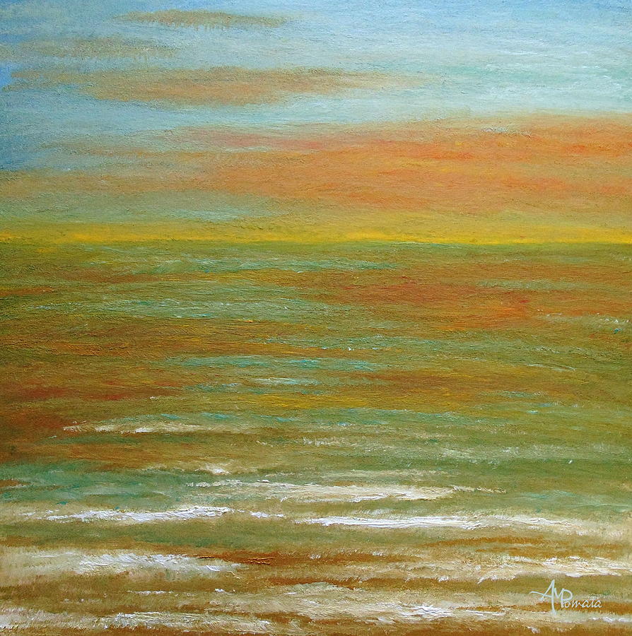Summer Painting - Sunset At The Salt Marsh by Angeles M Pomata
