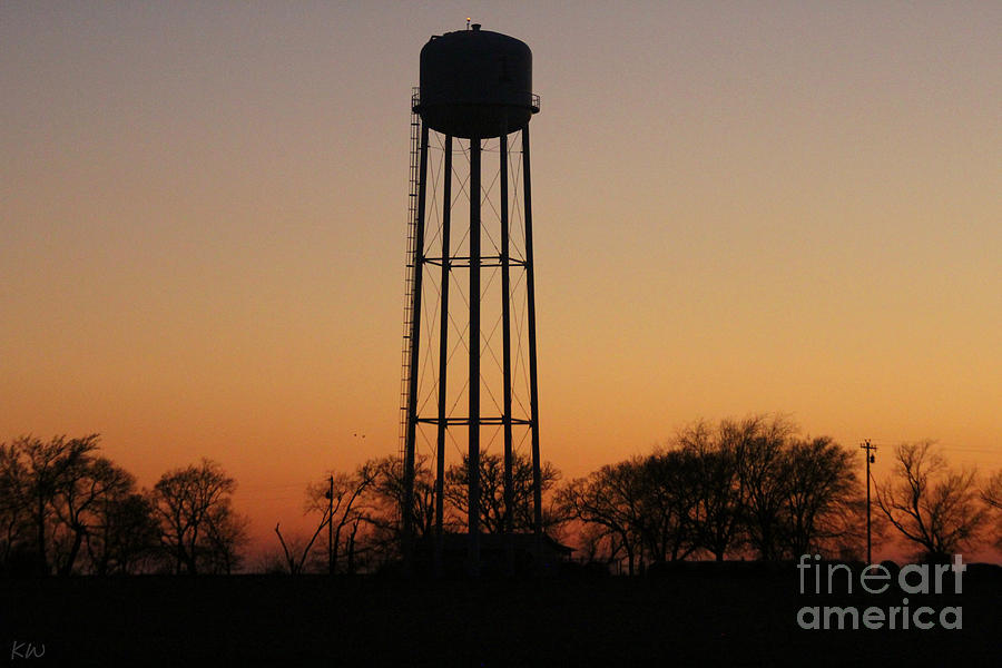 Sunset at the Water Tower Photograph by Kathy White