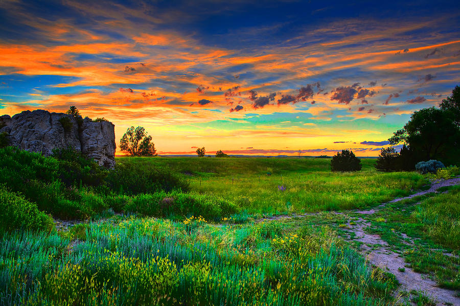 Sunset Photograph - Sunset at the Wyoming Border by James O Thompson