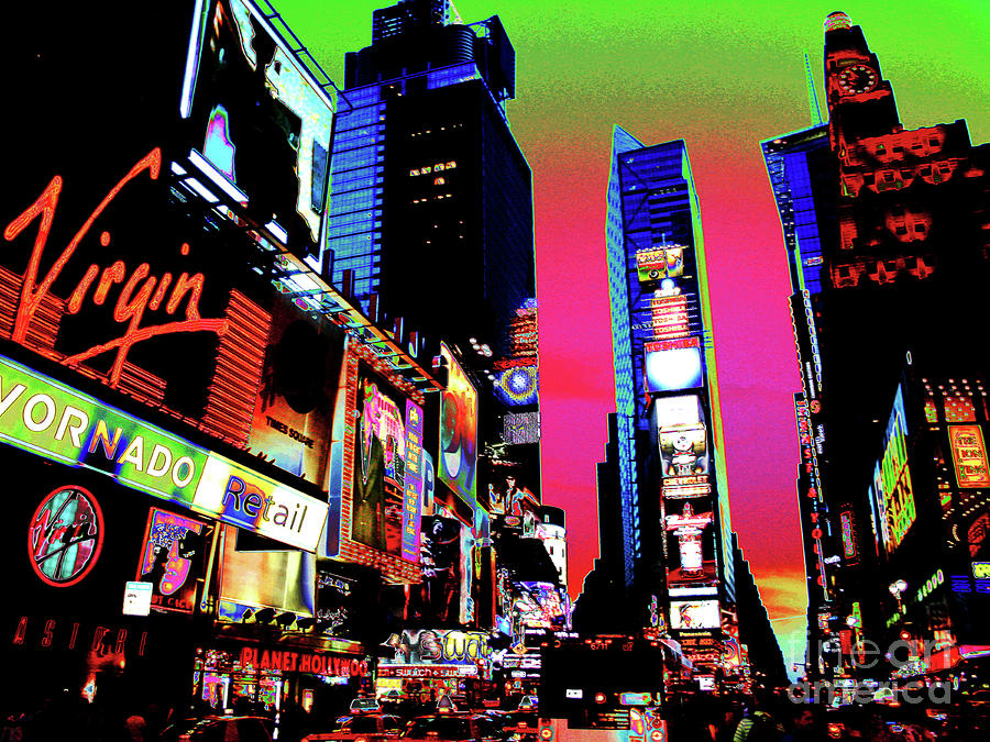 Sunset At Times Square Photograph by Larry Oskin