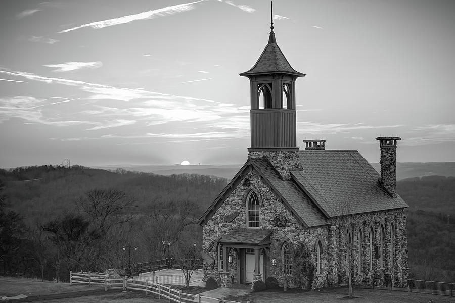 Sunset at Top of the Rock - Black and White - Branson Missouri Photograph by Gregory Ballos
