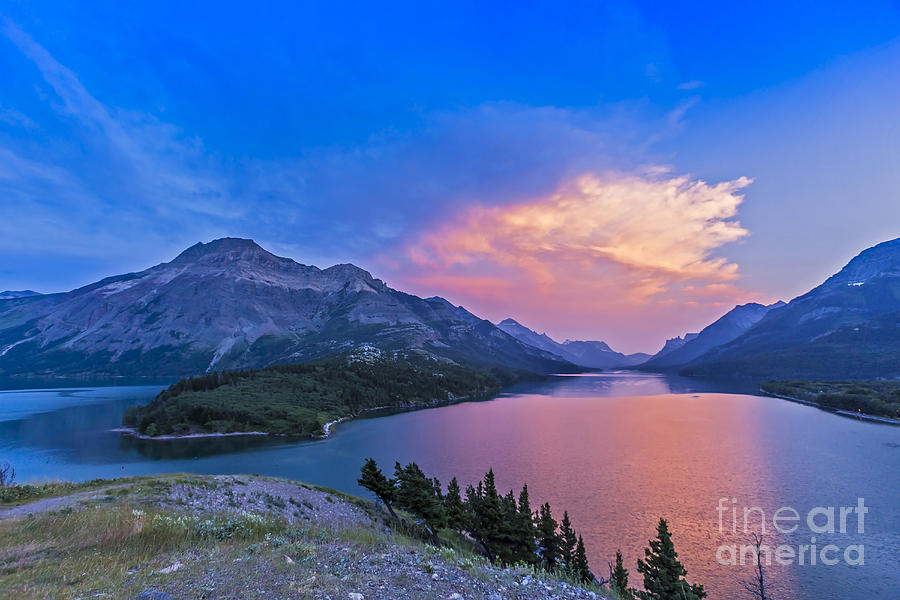 Sunset At Waterton Lakes National Park Photograph by Alan Dyer
