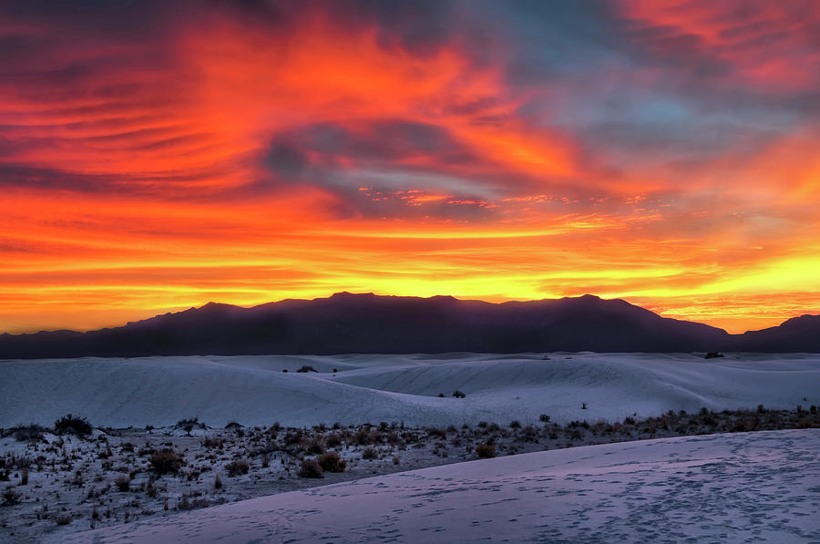 White Sands National Monument Photograph - Sunset at White Sands National Monument by Dunn Ellen