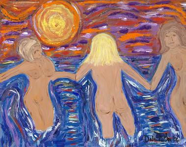 Sunset Painting - Sunset Bathers by Debra LaBar Sunset Painting - Sunset Bathers by Debra LaBar