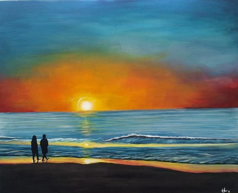 Sunset Beach Painting By Ashley Shank