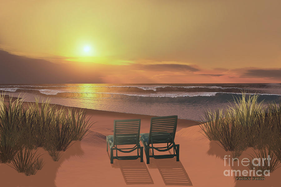 Nature Painting - Sunset Beach by Corey Ford