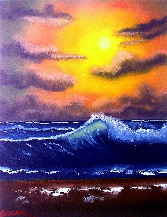 Sunset Beach Painting by Dina Sierra - Fine Art America