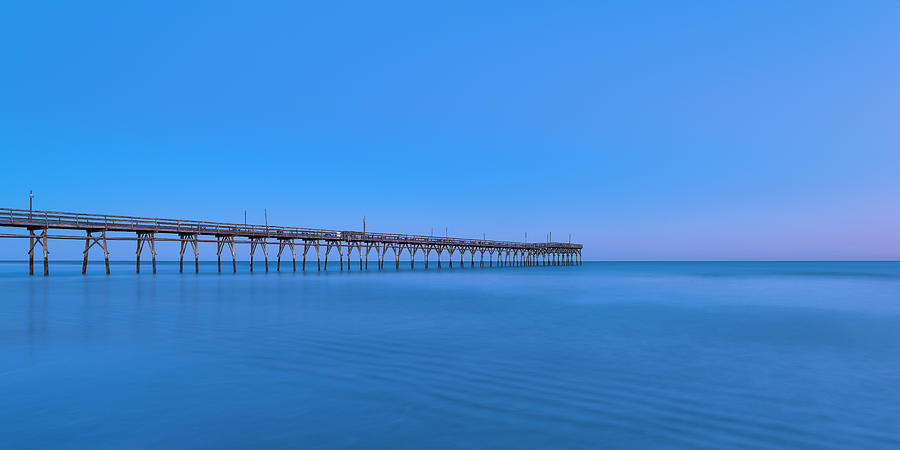 Sunset Beach Fishing Pier at Blue Hour Panorama Photograph by Ranjay Mitra