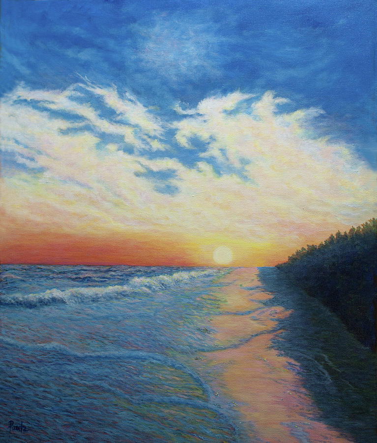 Sunset Beach Painting by Gay Pautz