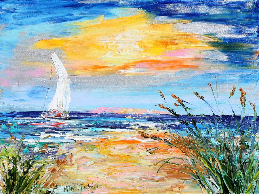 Sunset Beach Painting by Karen Tarlton