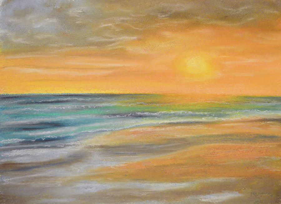 Sunset Beach Pastel by Ken Figurski | Fine Art America