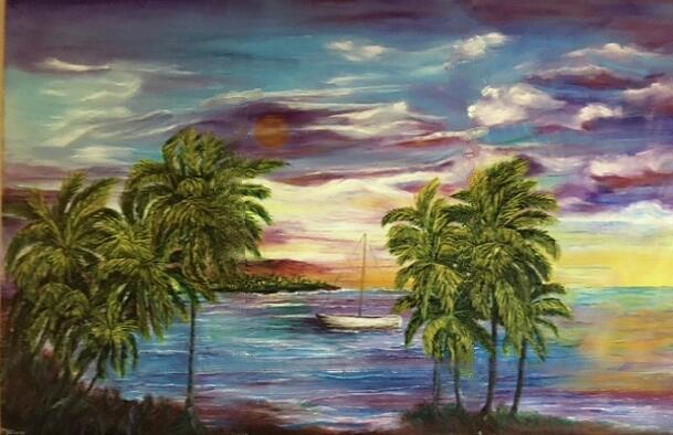 Sunset Beach Lagoon Painting by Michael Silbaugh