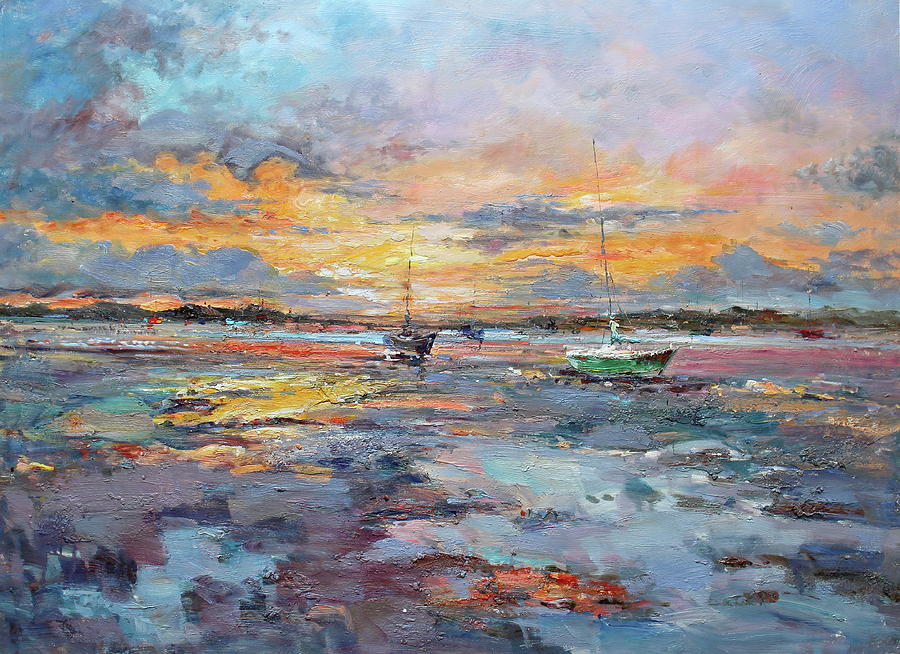 Sunset Beach Painting by Luigi Paulini - Fine Art America