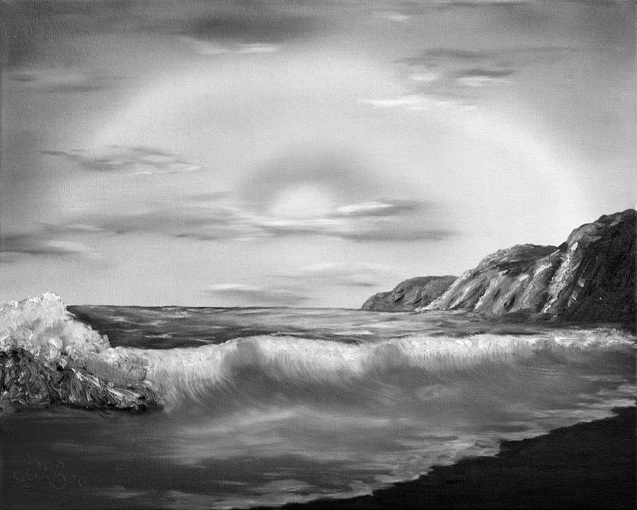 Sunset Beach Pastel Splash In Black And White Painting by Claude Beaulac