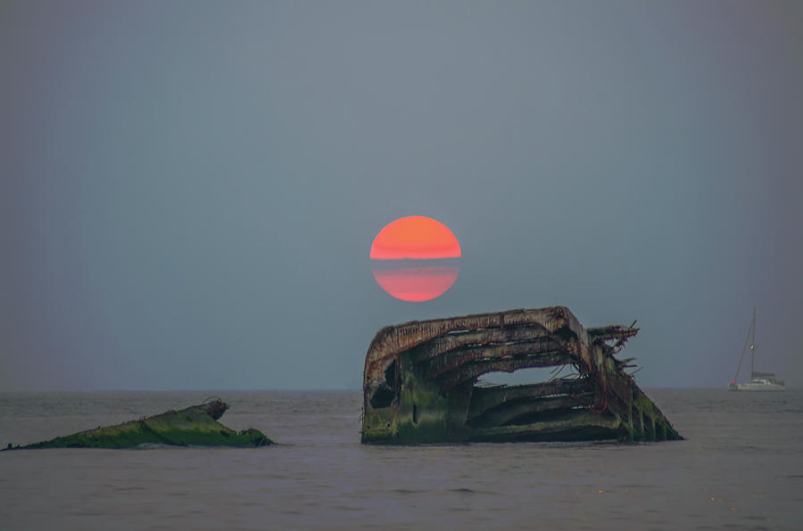 Sunset Beach - Wreck of the Atlantus - Cape May Photograph by Bill Cannon