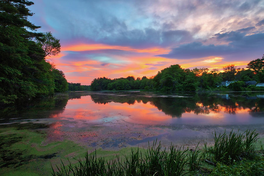 Sunset Beamer at the Sudbury Grist Mill Pond Photograph by Juergen Roth