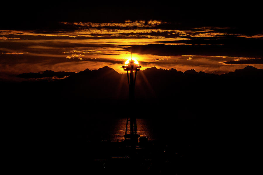 Sunset behind the Space Needle Photograph by Matt McDonald