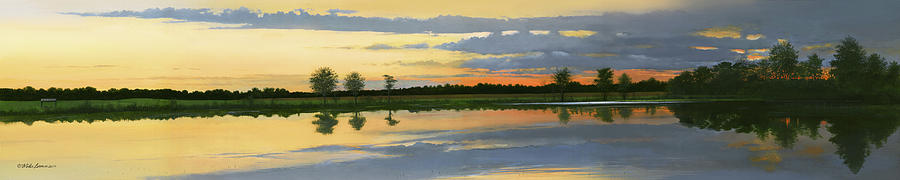 Sunset Ben Jack Pond Painting by Mike Brown