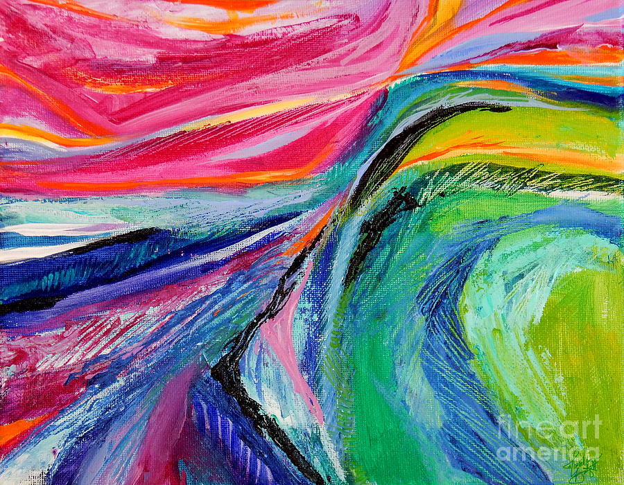 Sunset beyond the Hill Painting by Priscilla Batzell Expressionist Art Studio Gallery