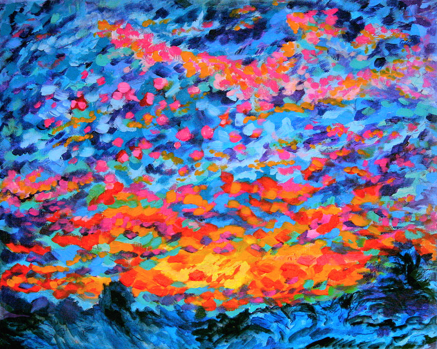 Sunset Painting - Sunset Blaze 4 by Laura Heggestad