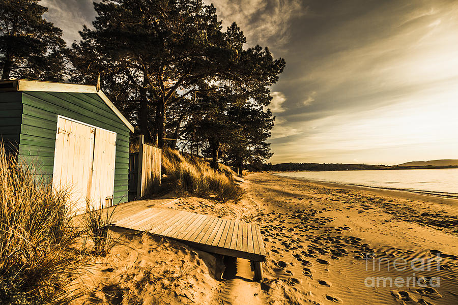 Sunset boat shed Photograph by Jorgo Photography