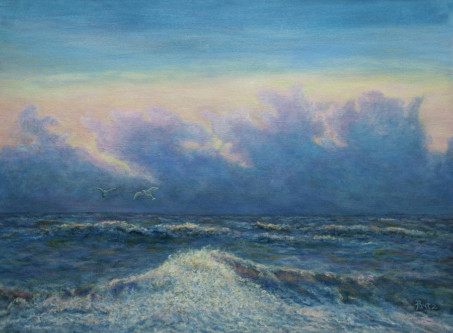 Ocean Sunset Waves Painting by Gay Pautz