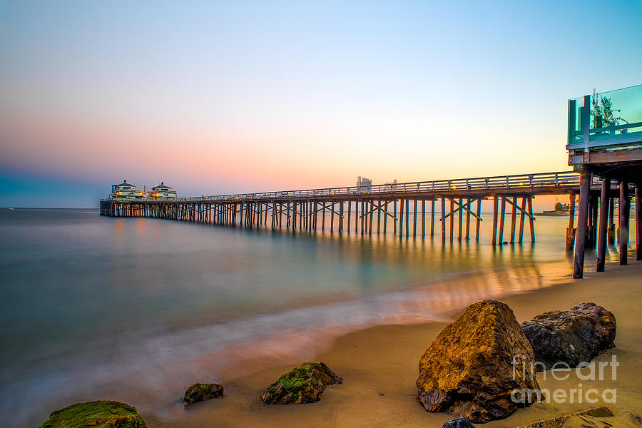 Sunset Photograph - Sunset by Malibu Pier by Art K
