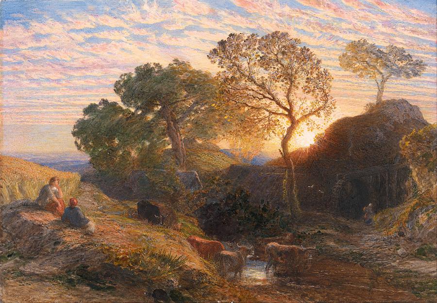 Sunset by Samuel Palmer, circa 1861 Painting by Celestial Images