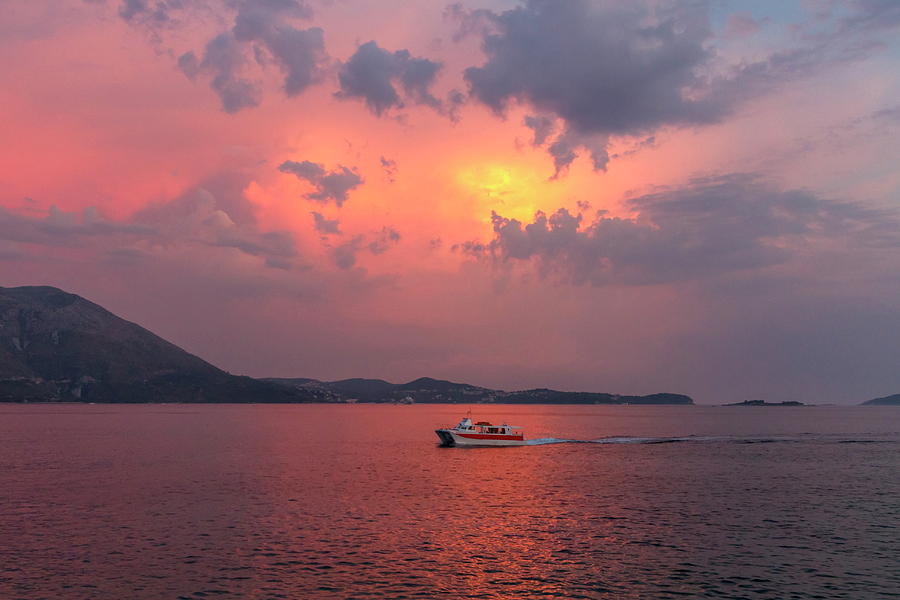 Sunset by summer holydays at the sea, Srebreno, Croatia Photograph by Elenarts - Elena Duvernay photo