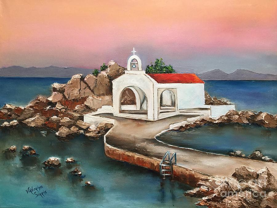 Sunrise By Saint Isidoros Church Painting by Viktoriya Sirris