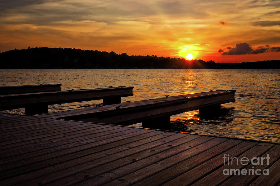 Sunset by the Dock on the Lake Photograph by Mark Miller