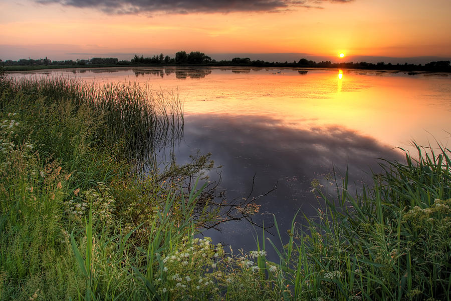Sunset by the lake Photograph by Jaroslaw Grudzinski