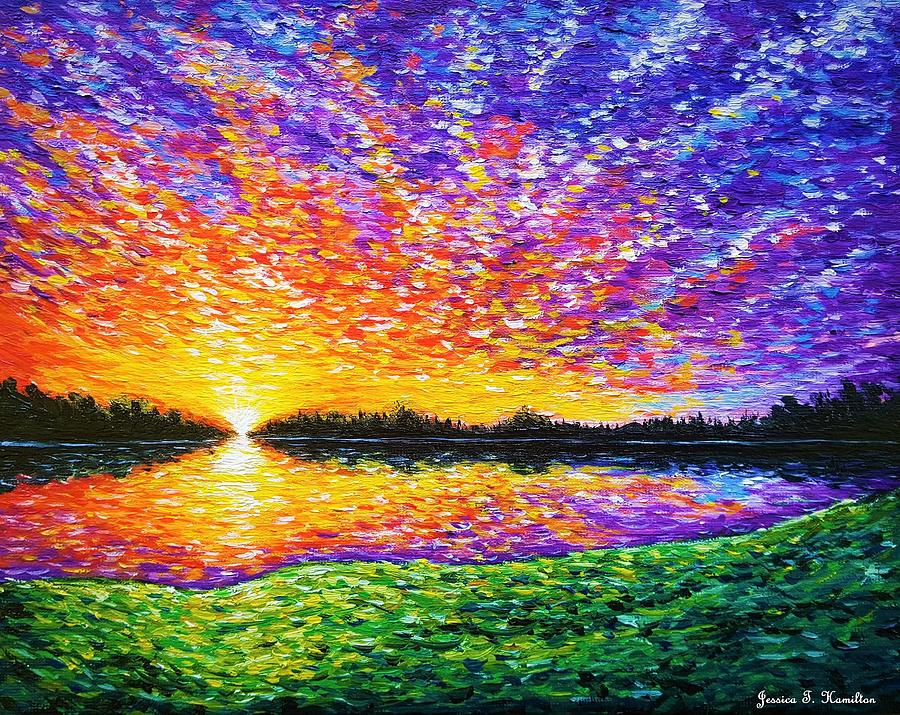 Sunset By The Lake Painting