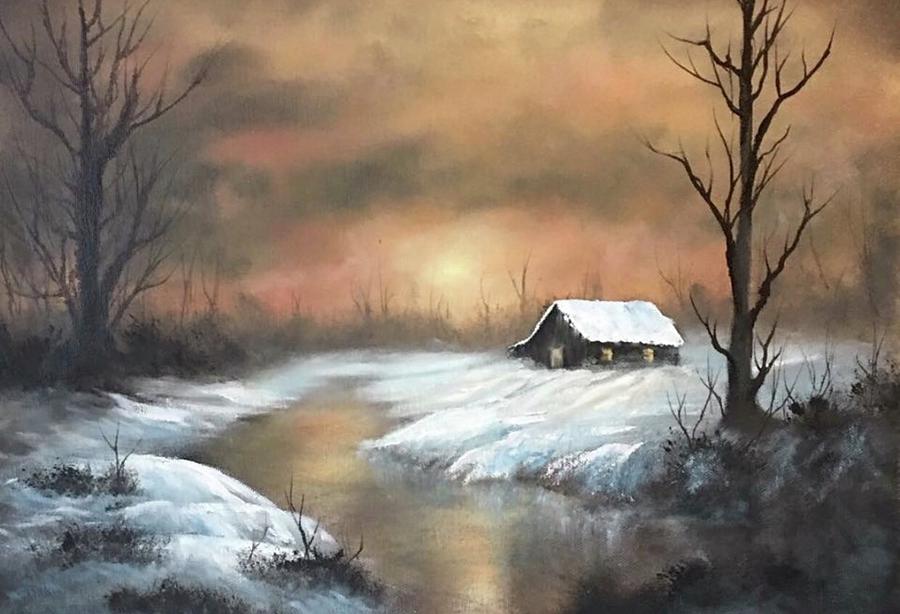 Sunset cabin  Painting by Justin Wozniak