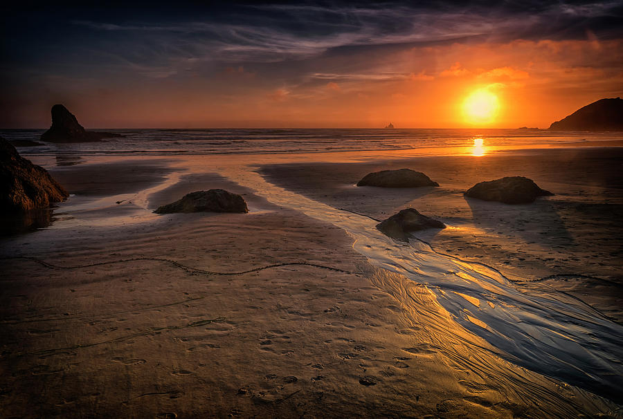 Sunset Canon Beach Oregon 2-DSC04319 Photograph by Greg Kluempers
