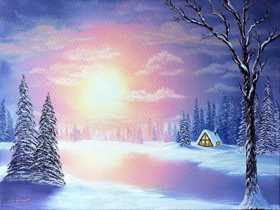 Sunset Chalet Painting by Lori Grimmett